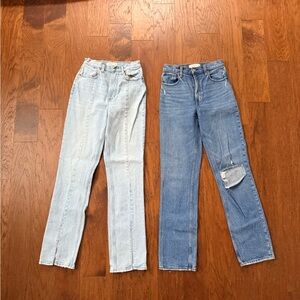 Abercrombie & Fitch Women's Light and Dark Blue Straight Leg Jeans size 2L